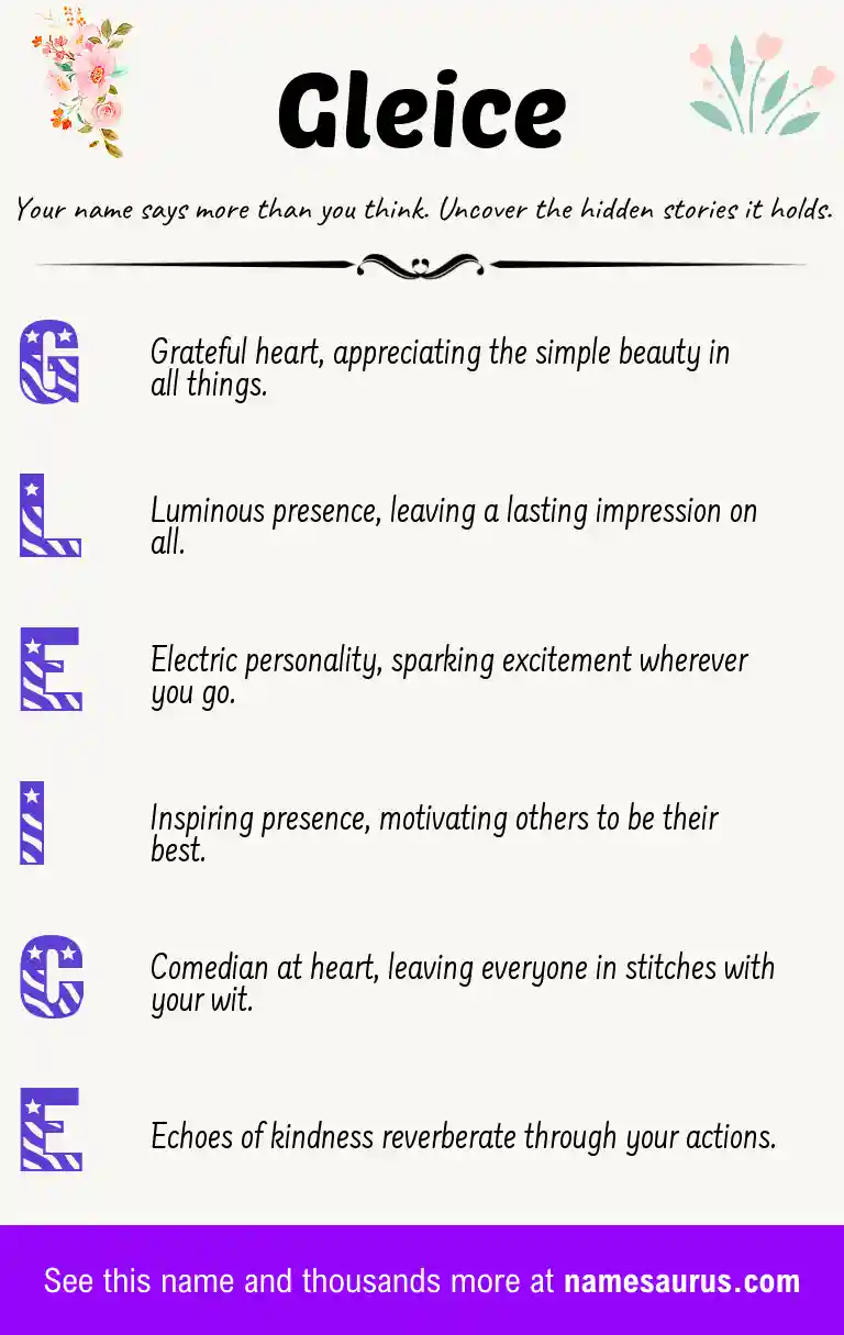 Acrostic poem about Gleice.