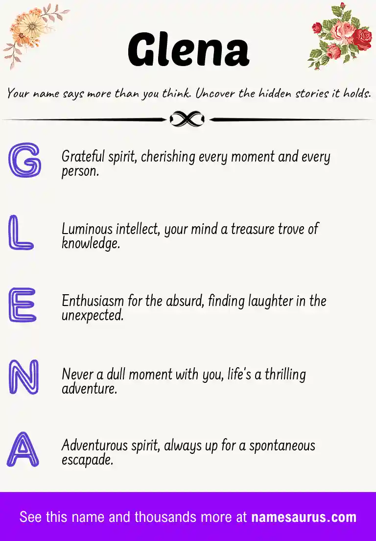 Acrostic poem about Glena.