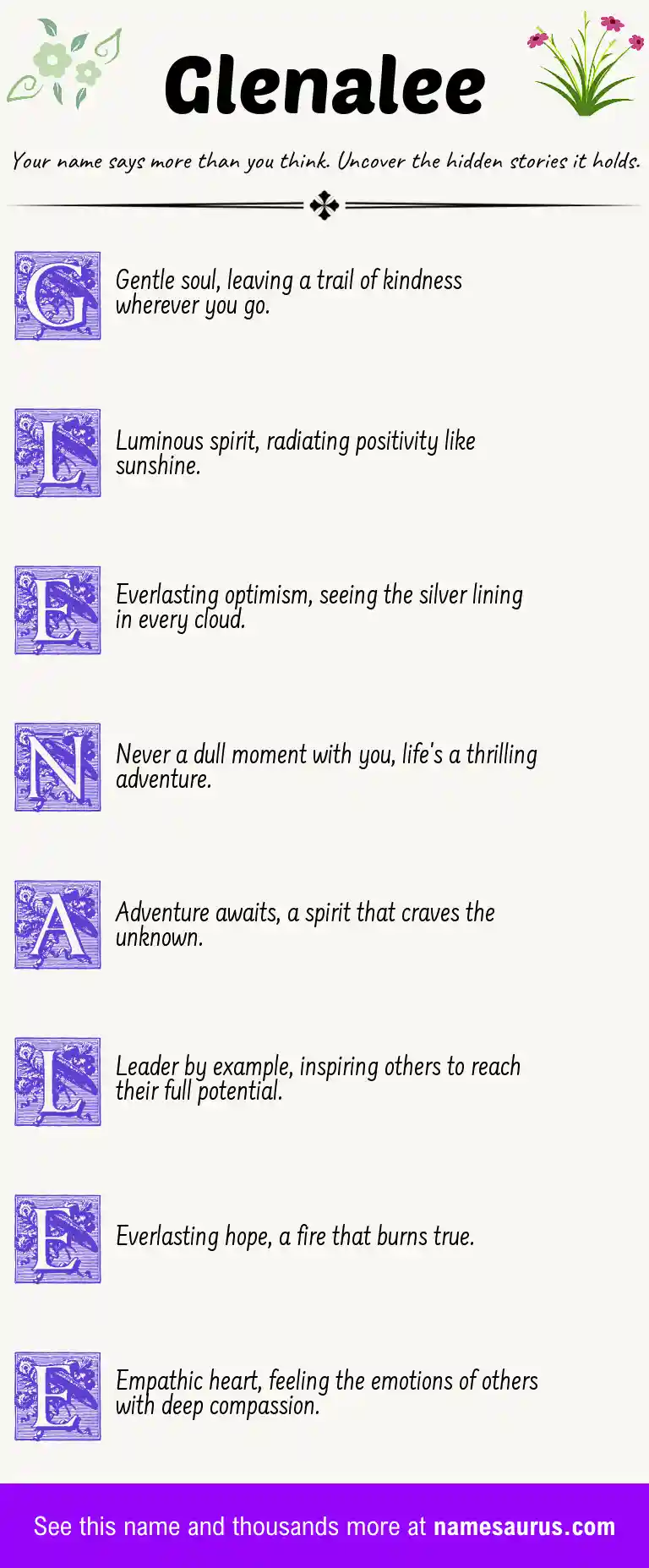 Acrostic poem about Glenalee.