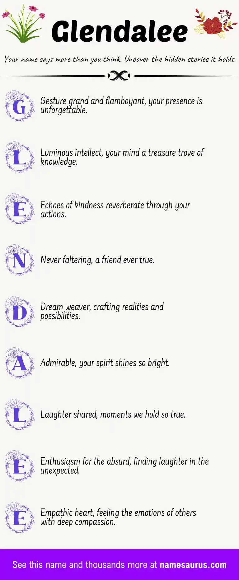 Acrostic poem about Glendalee.
