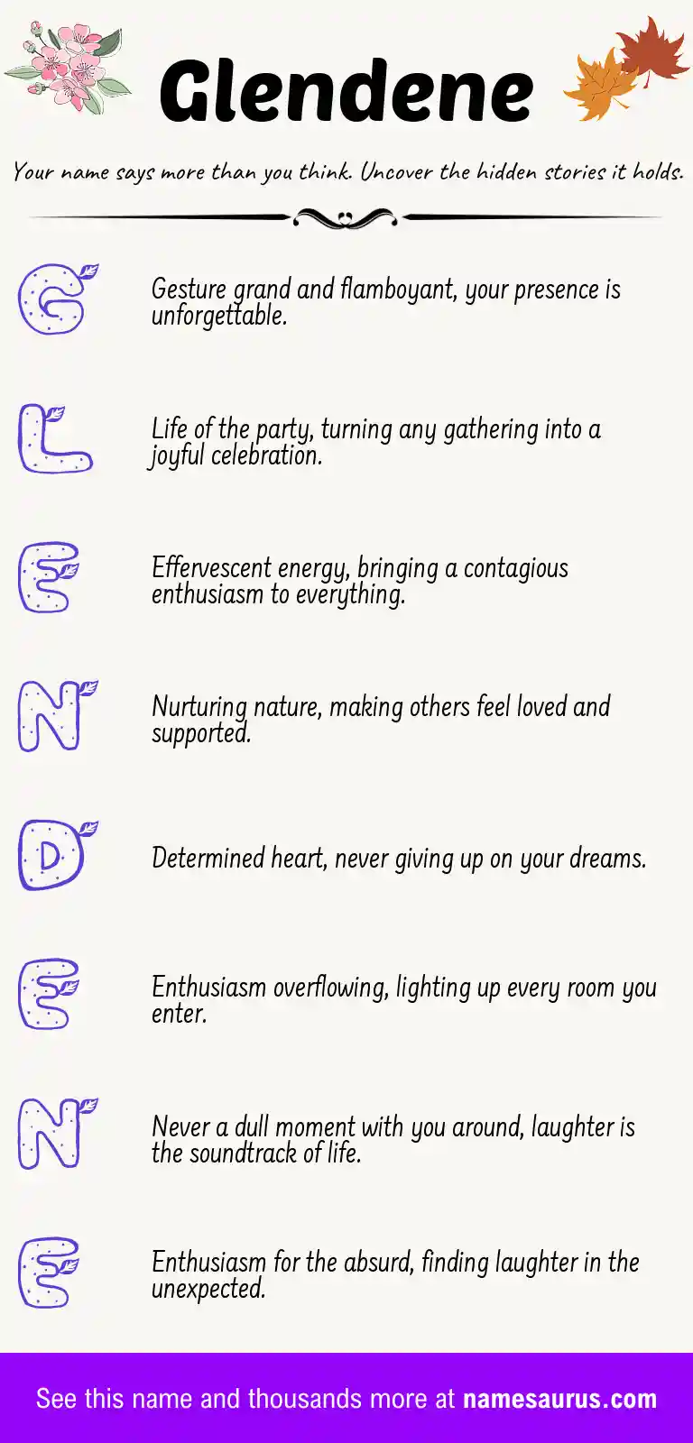Acrostic poem about Glendene.