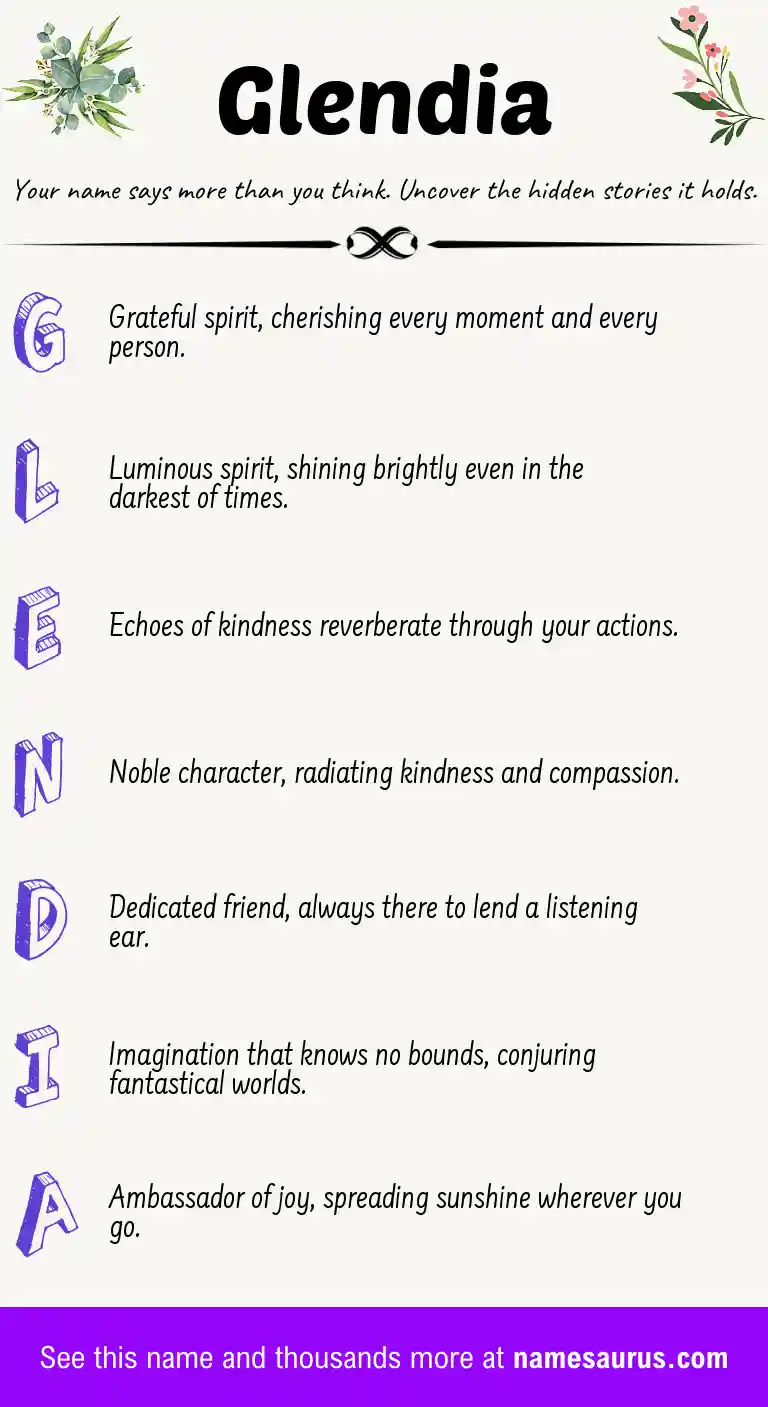 Acrostic poem about Glendia.