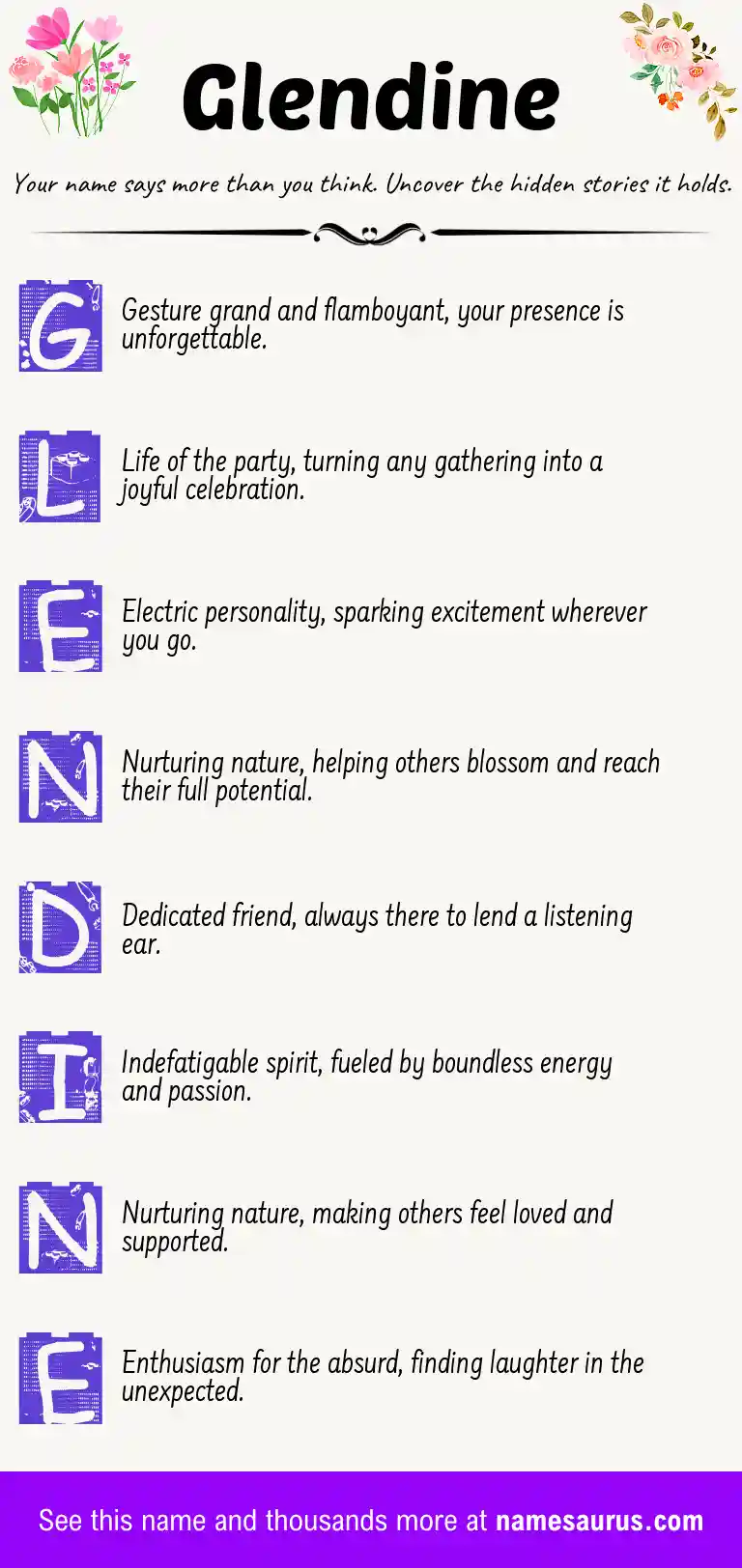Acrostic poem about Glendine.