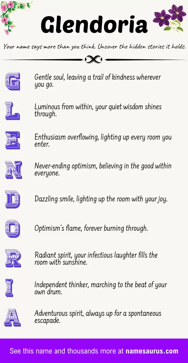 Acrostic poem about Glendoria.