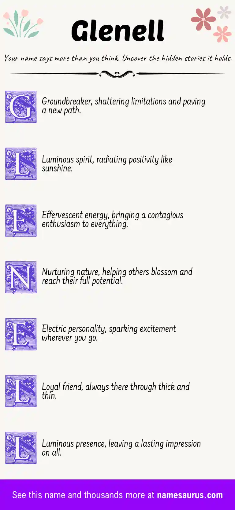 Acrostic poem about Glenell.