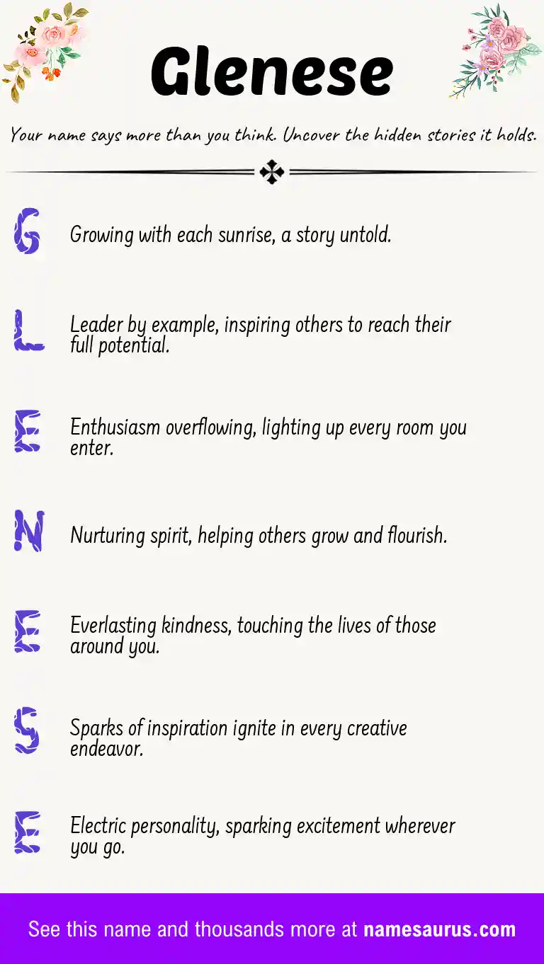 Acrostic poem about Glenese.