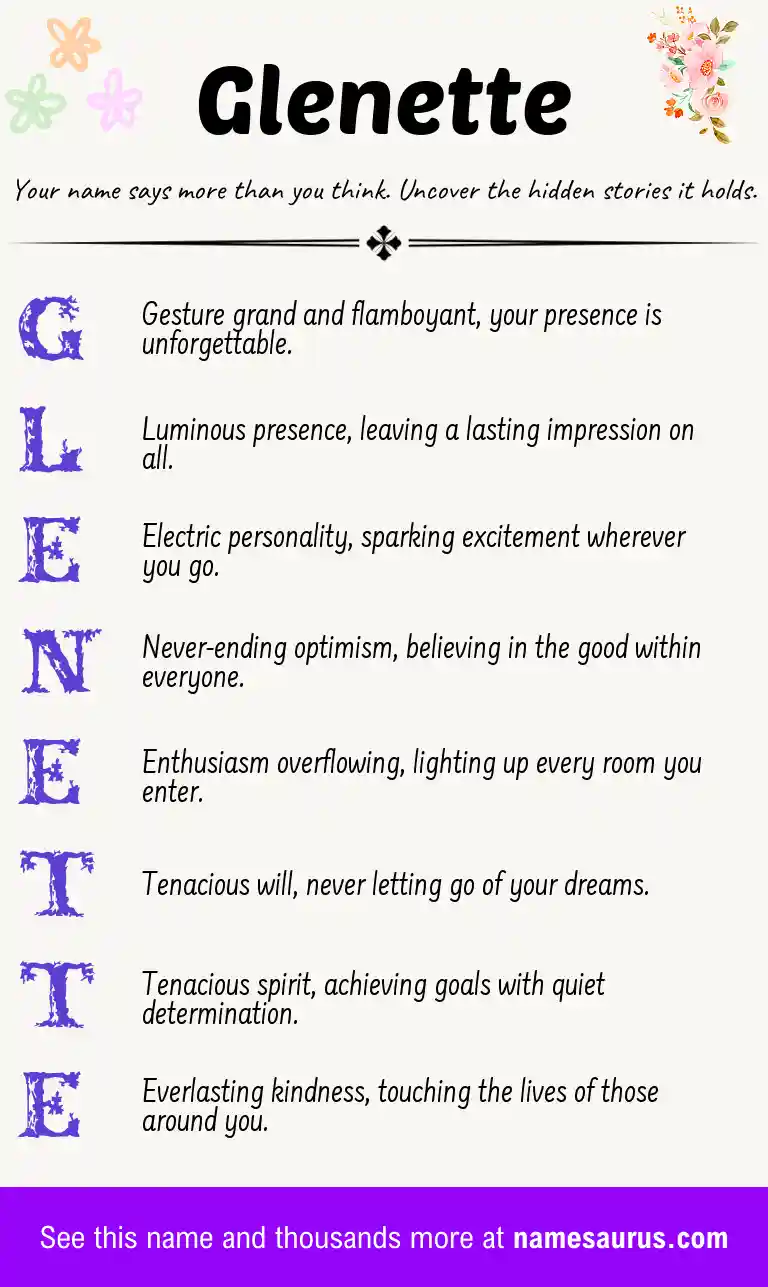 Acrostic poem about Glenette.