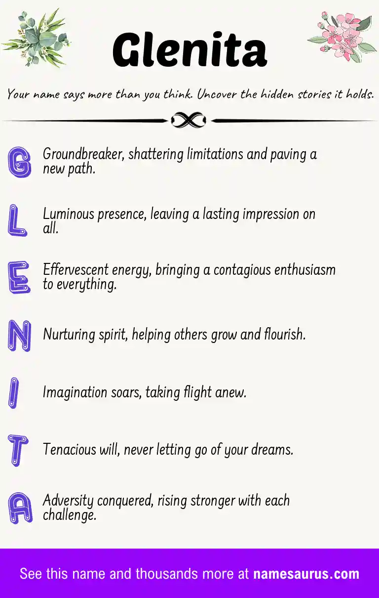 Acrostic poem about Glenita.