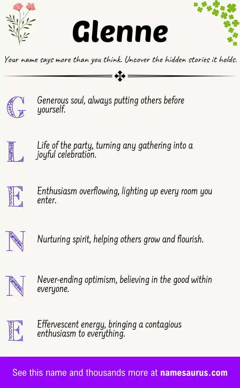 Acrostic poem about Glenne.
