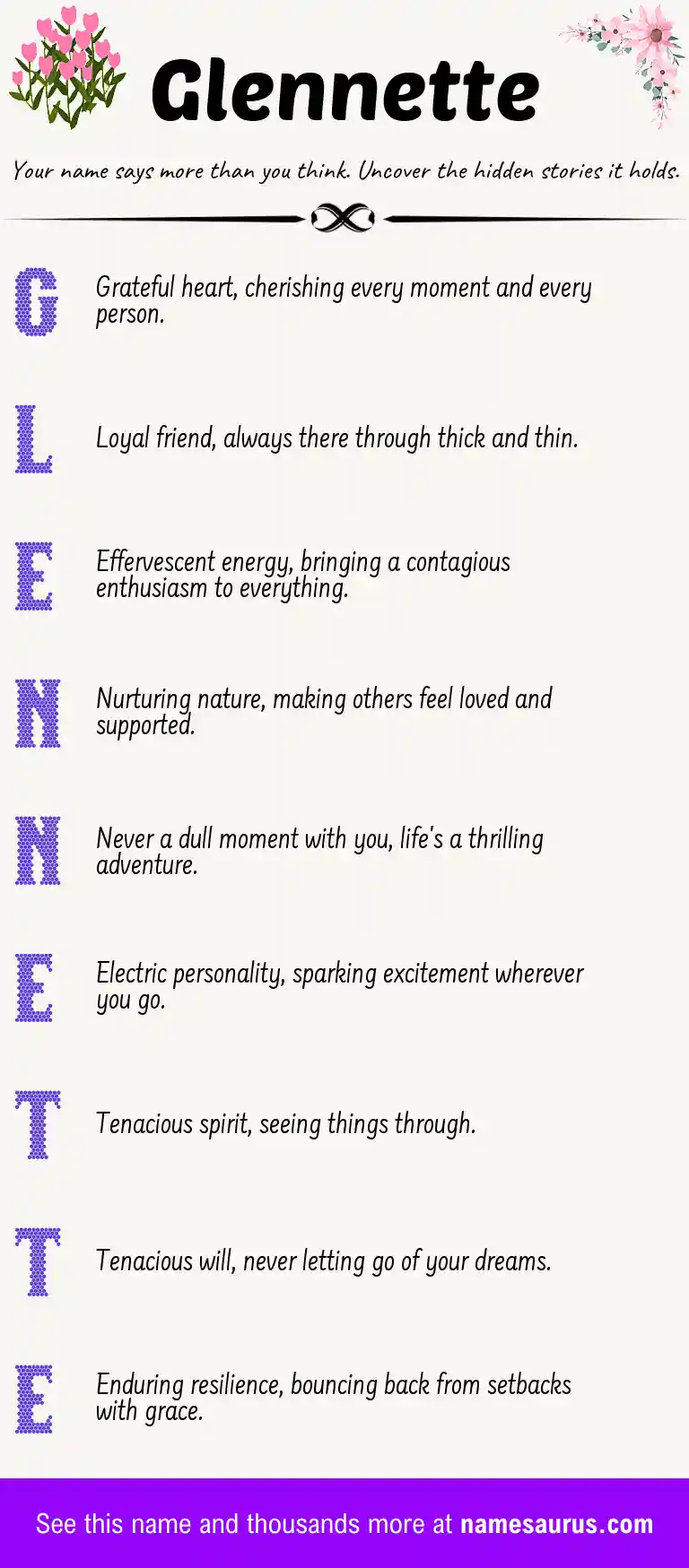 Acrostic poem about Glennette.