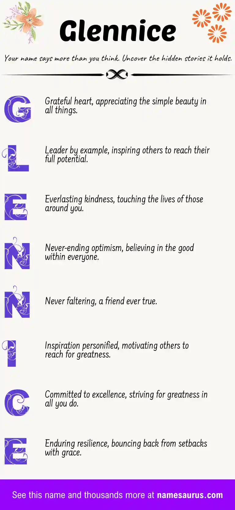 Acrostic poem about Glennice.