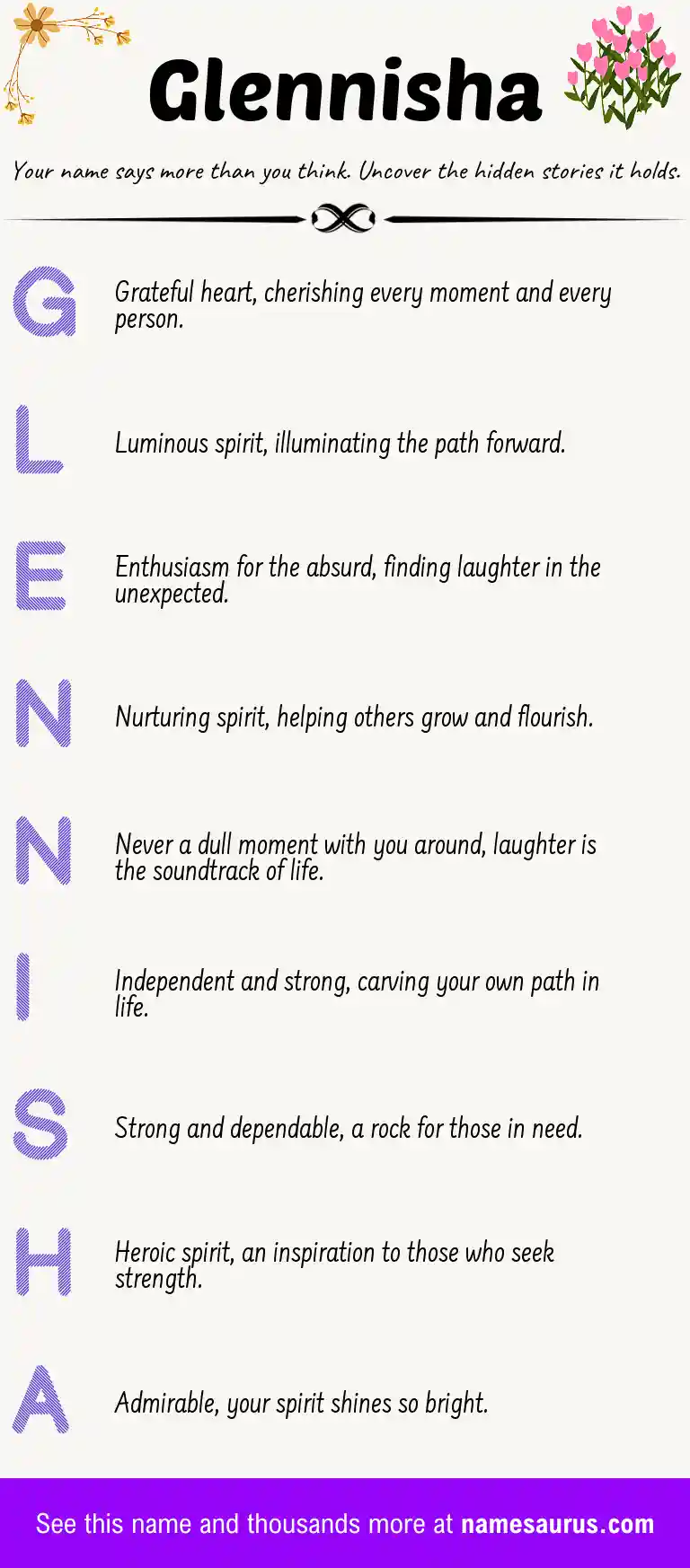 Acrostic poem about Glennisha.