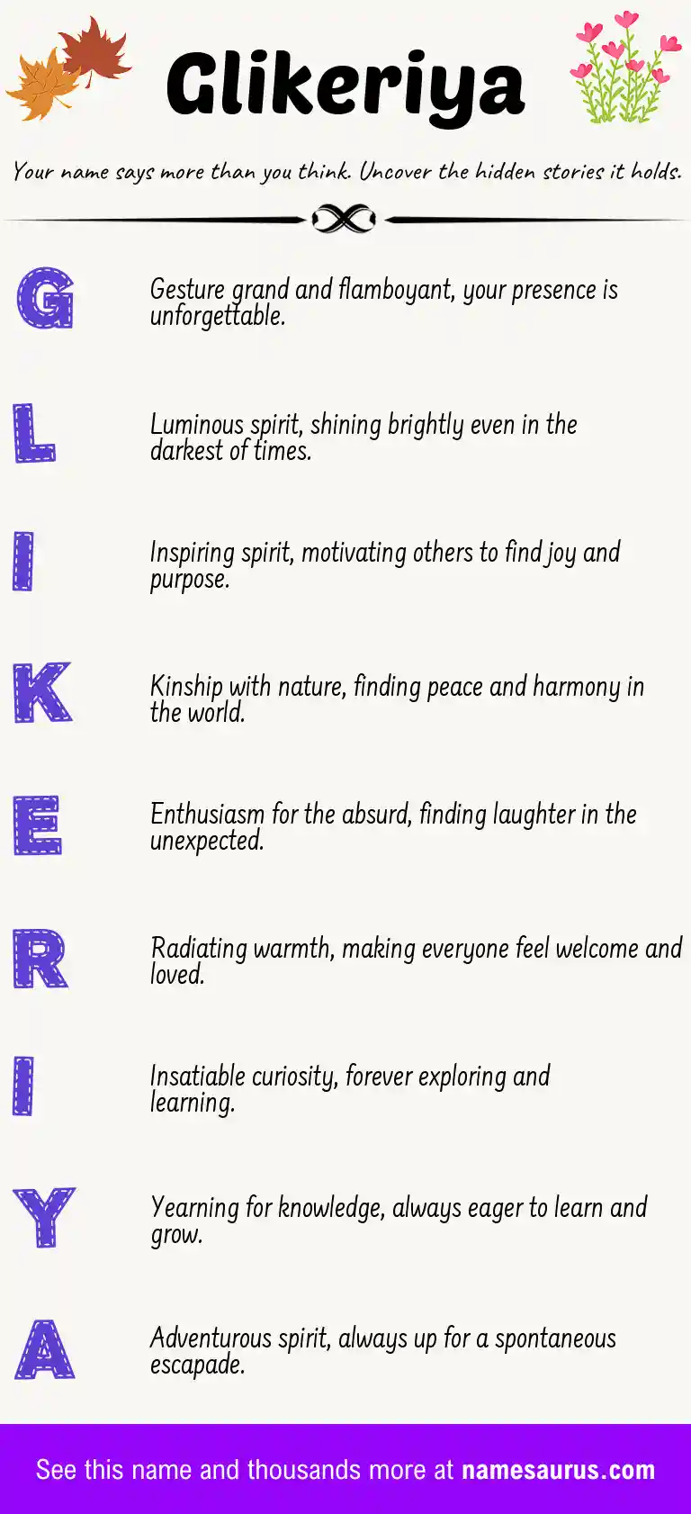 Acrostic poem about Glikeriya.