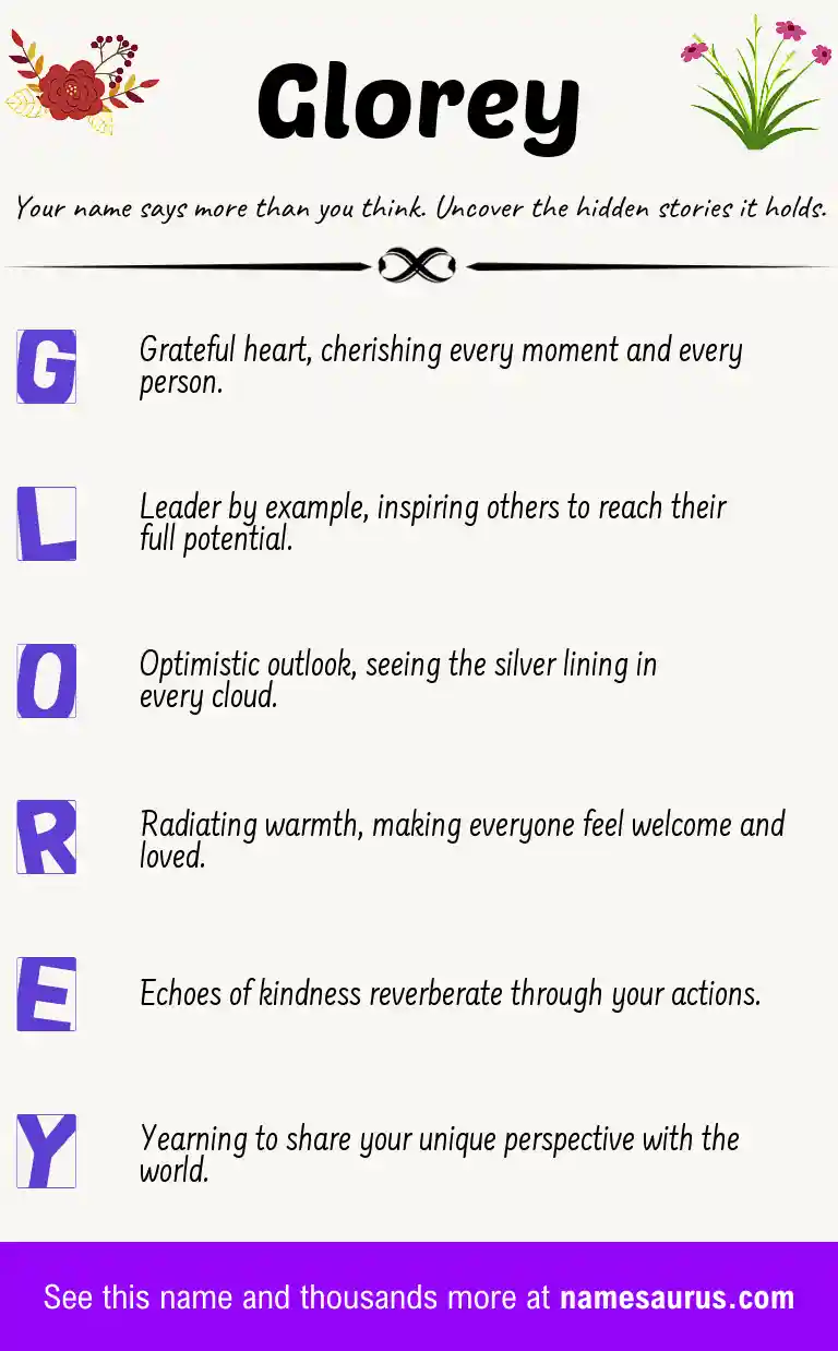 Acrostic poem about Glorey.