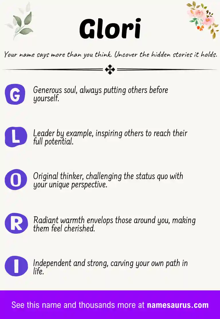 Acrostic poem about Glori.
