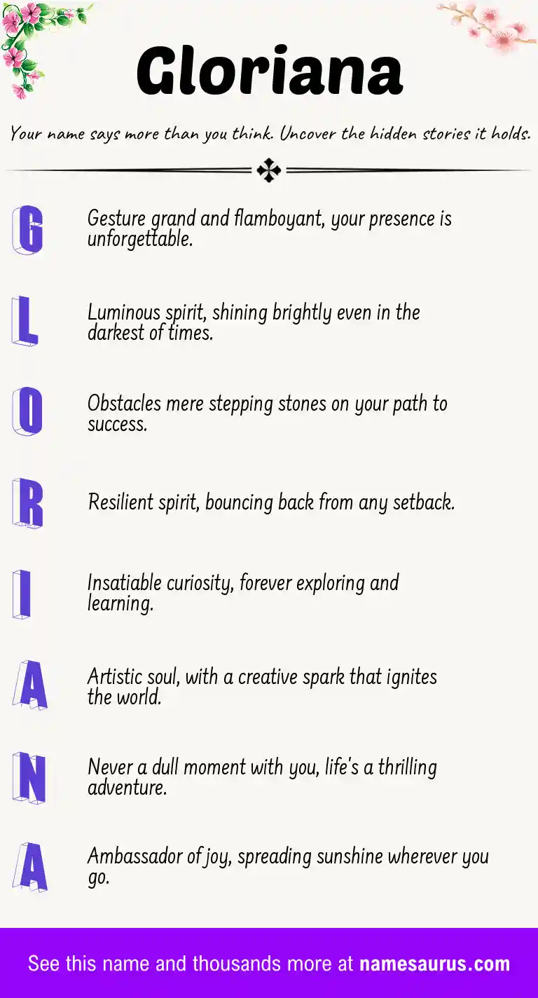 Acrostic poem about Gloriana.