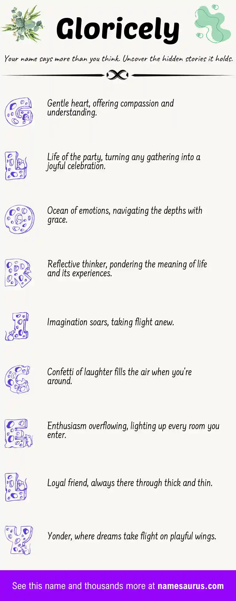 Acrostic poem about Gloricely.