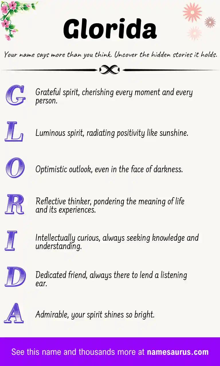Acrostic poem about Glorida.