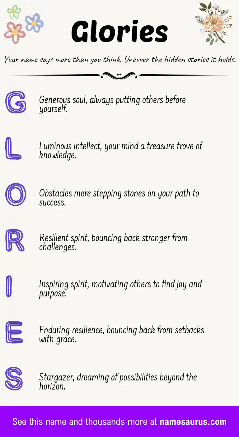 Acrostic poem about Glories.