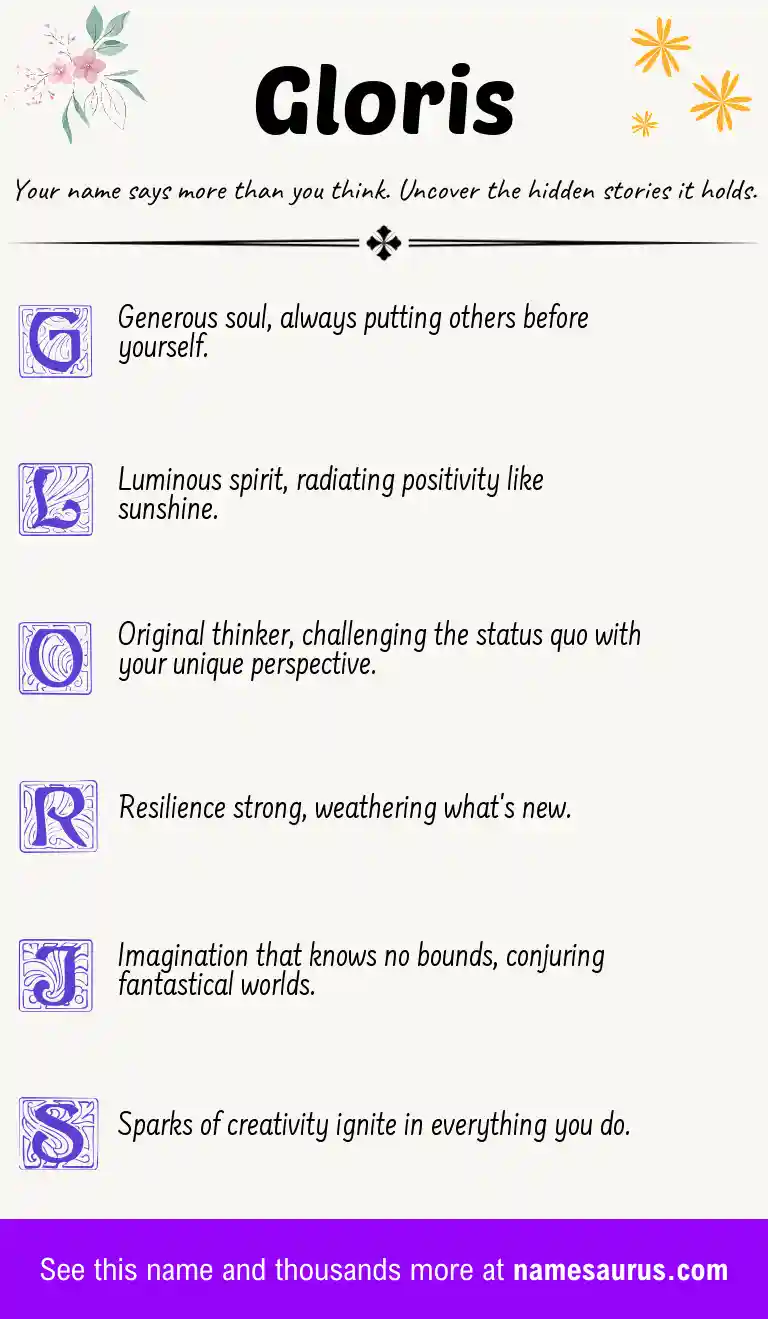Acrostic poem about Gloris.