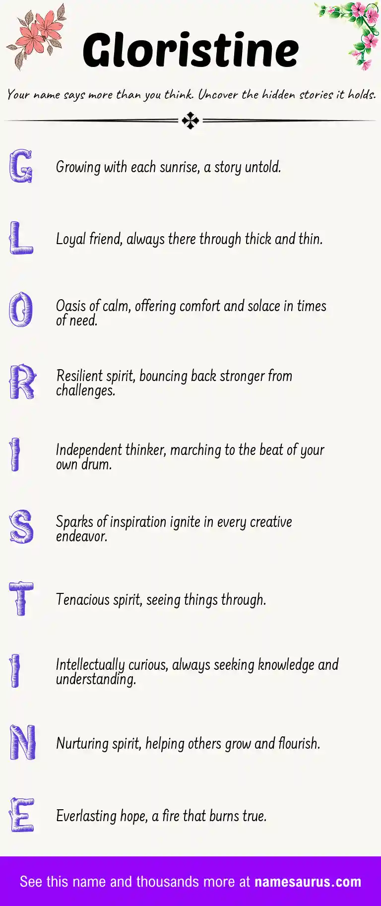 Acrostic poem about Gloristine.