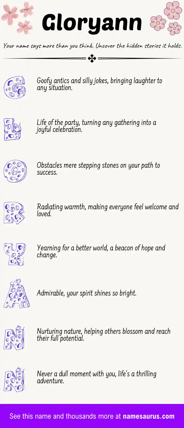 Acrostic poem about Gloryann.