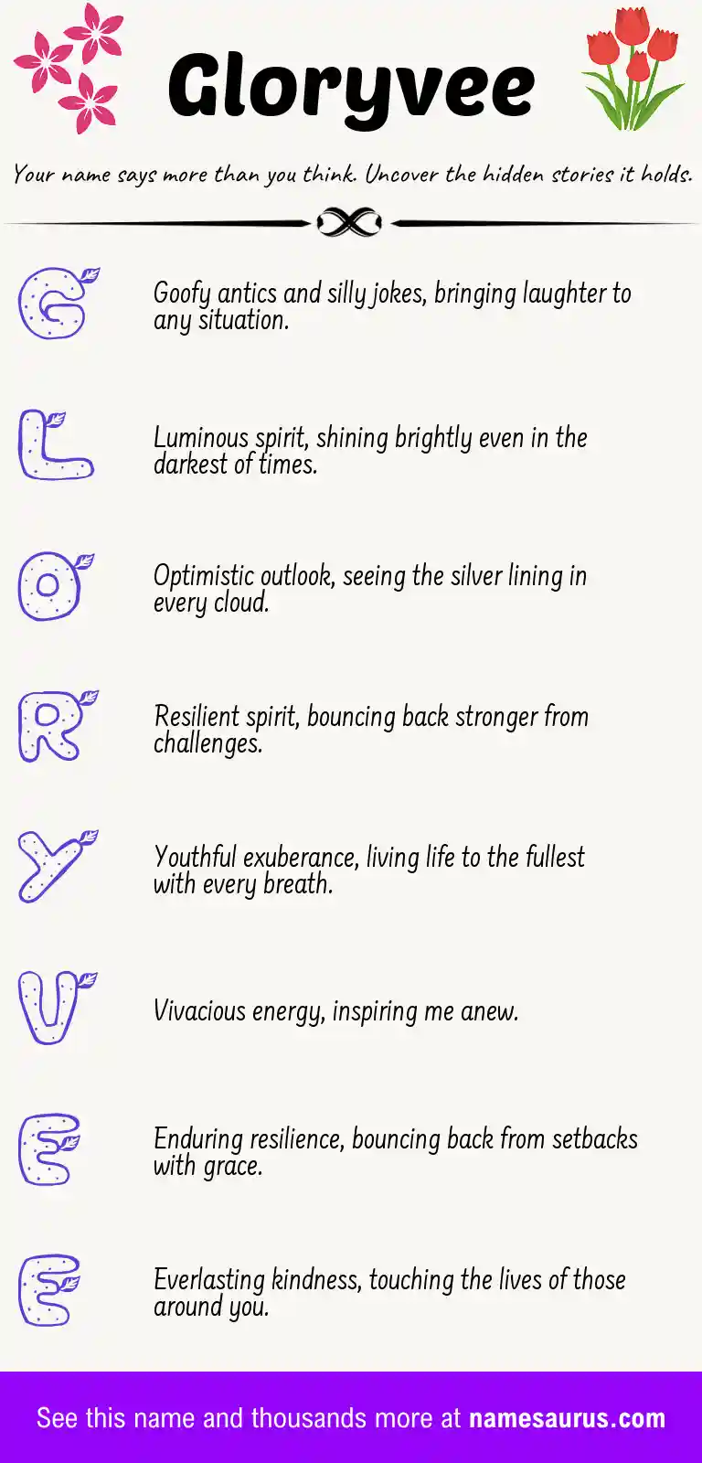Acrostic poem about Gloryvee.