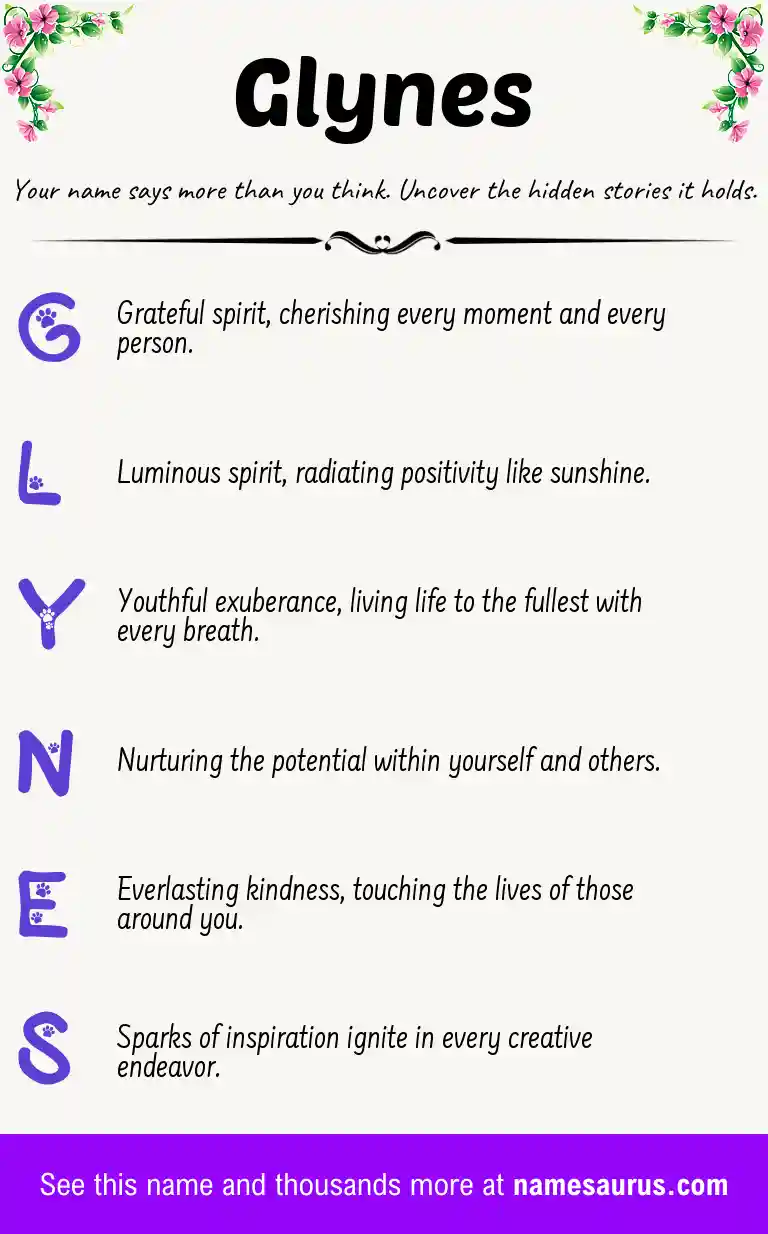 Acrostic poem about Glynes.