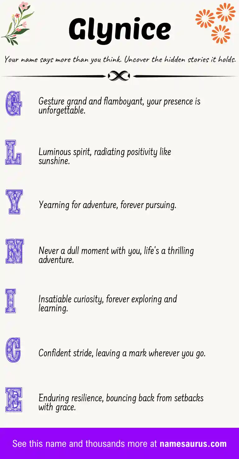 Acrostic poem about Glynice.