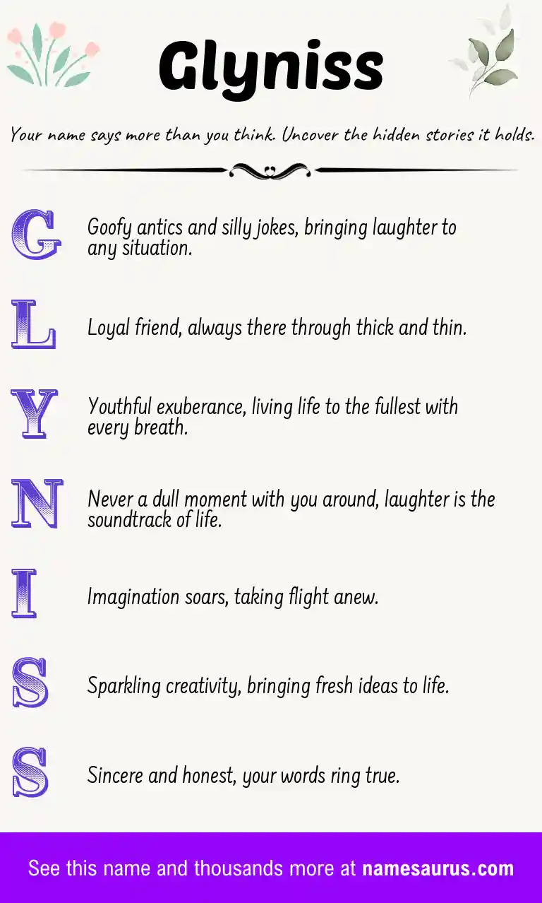 Acrostic poem about Glyniss.
