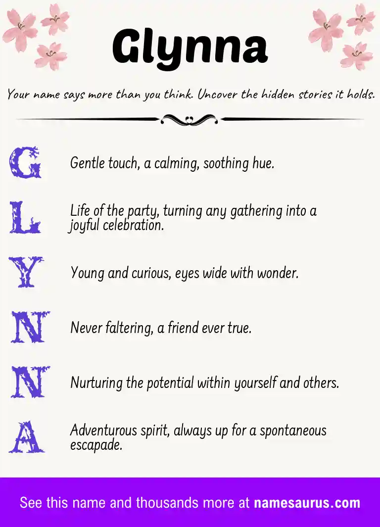 Acrostic poem about Glynna.