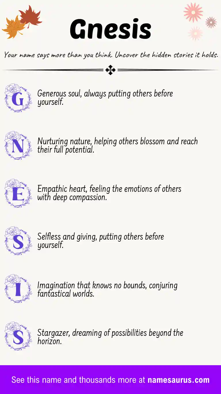Acrostic poem about Gnesis.