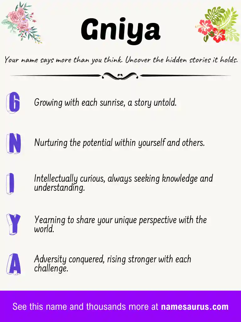 Acrostic poem about Gniya.