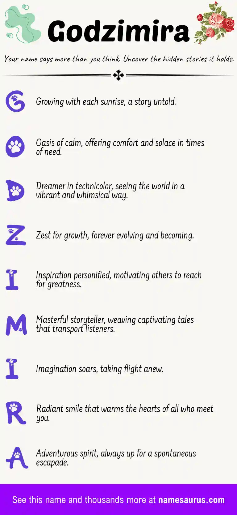 Acrostic poem about Godzimira.