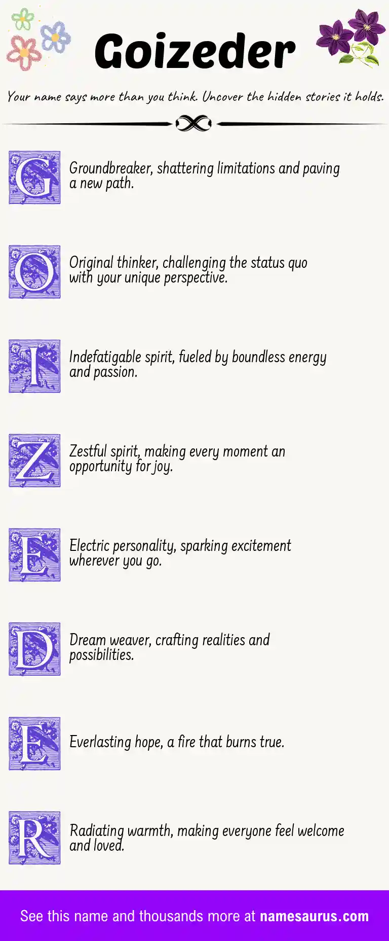 Acrostic poem about Goizeder.