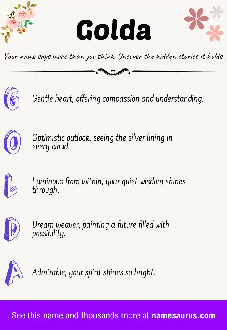 Acrostic poem about Golda.