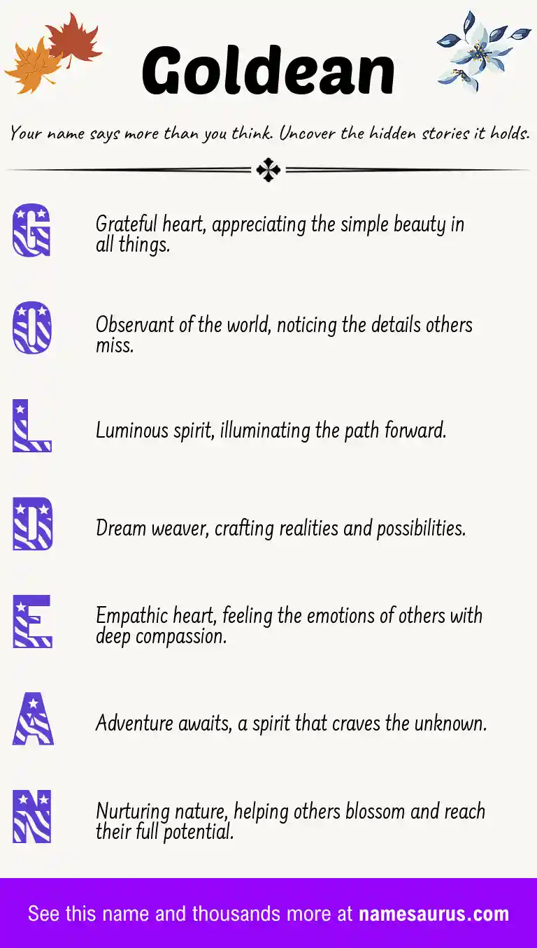 Acrostic poem about Goldean.