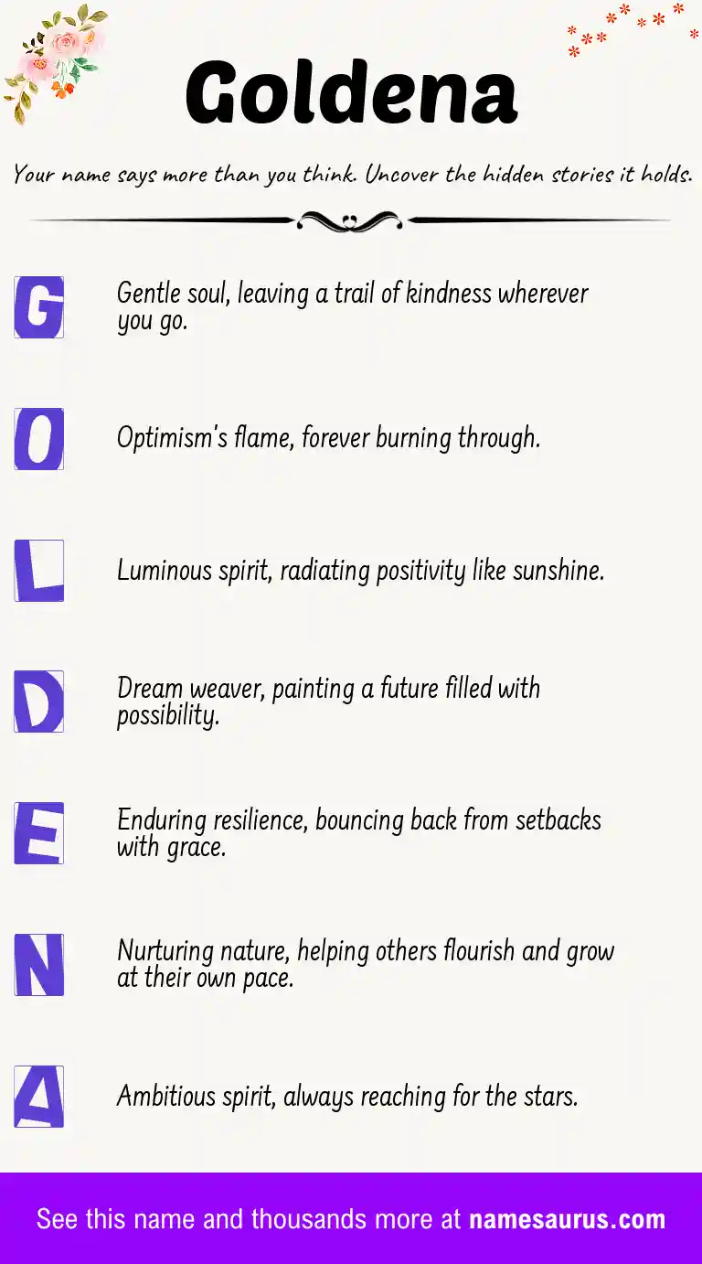 Acrostic poem about Goldena.
