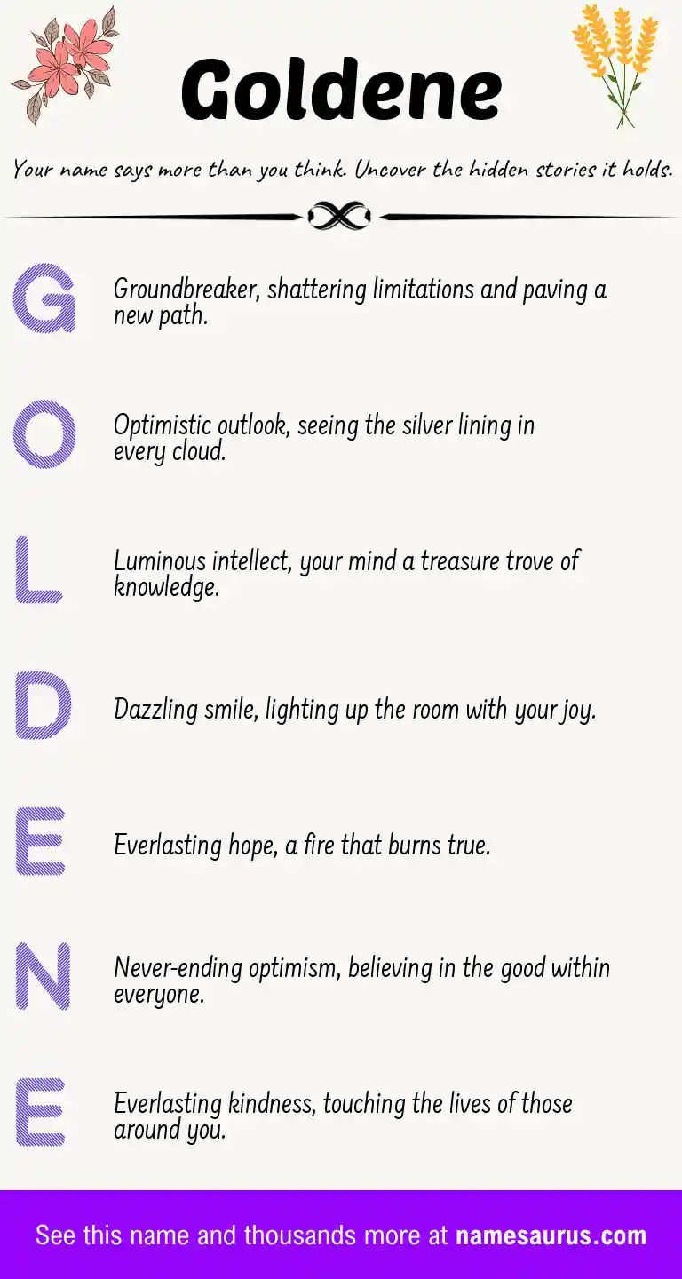 Acrostic poem about Goldene.
