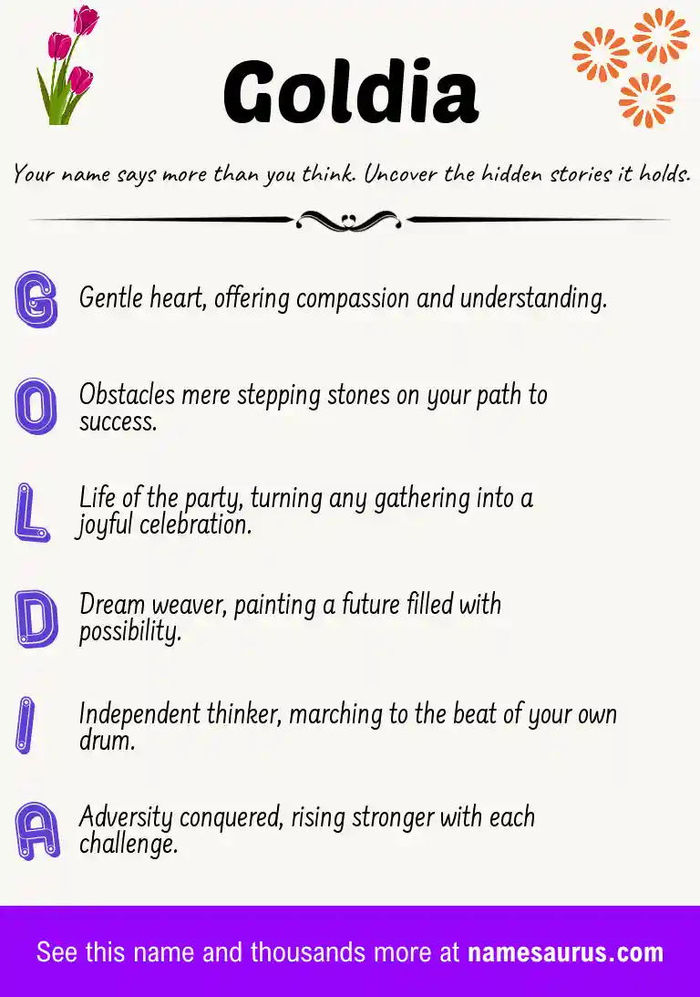 Acrostic poem about Goldia.