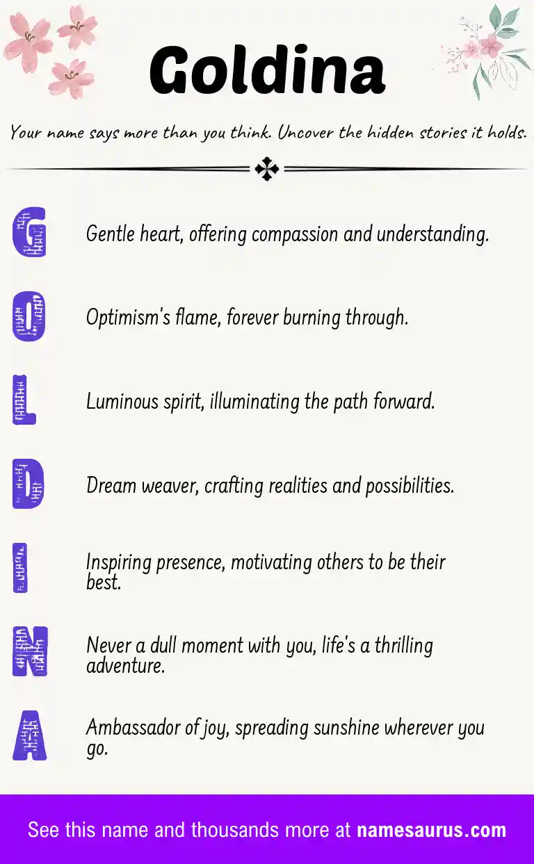 Acrostic poem about Goldina.