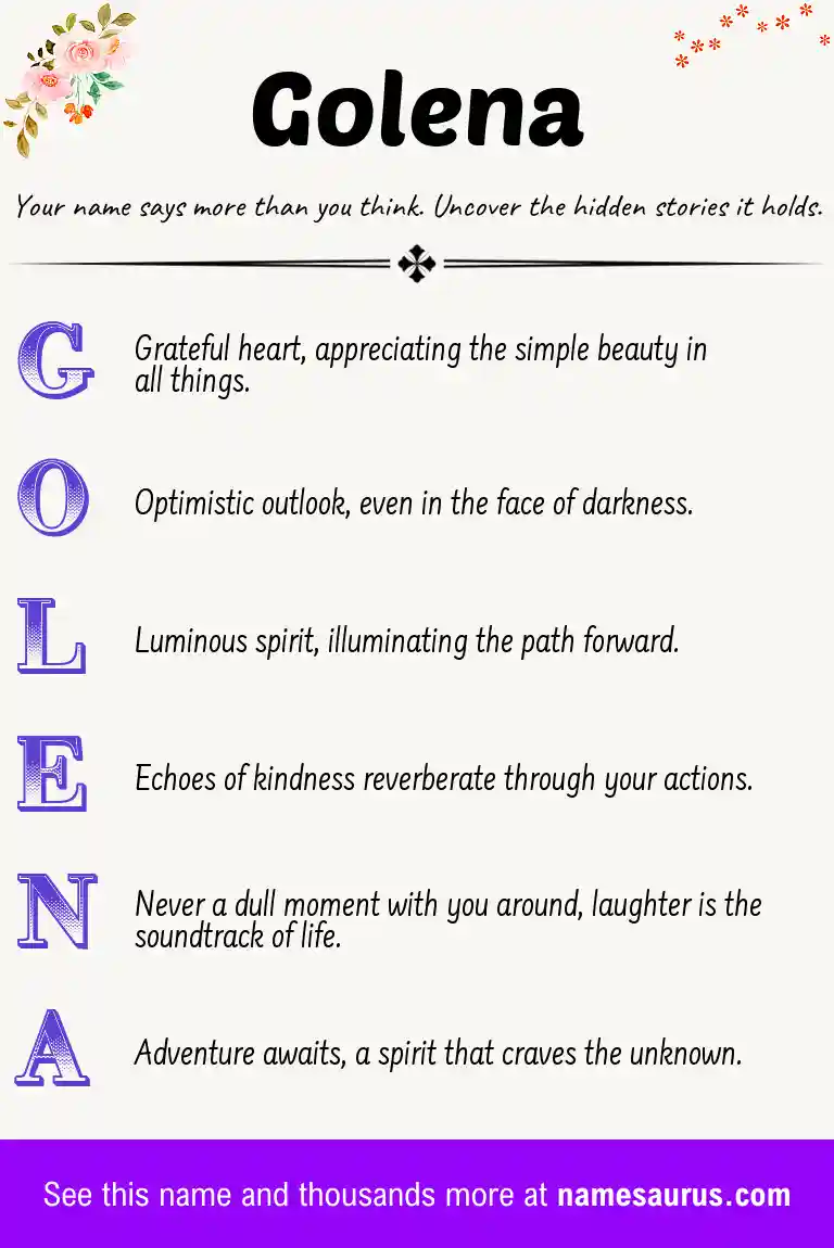 Acrostic poem about Golena.