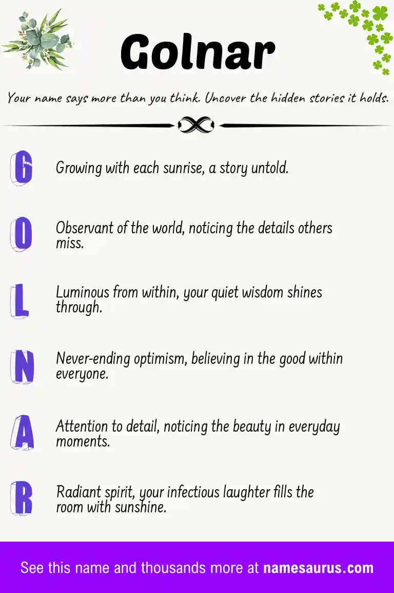 Acrostic poem about Golnar.