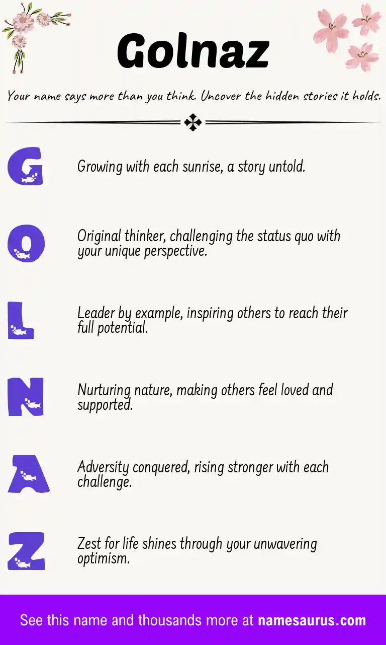 Acrostic poem about Golnaz.