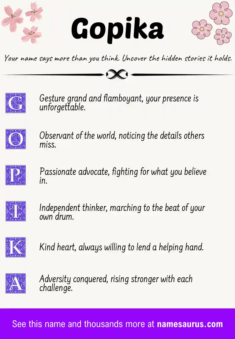 Acrostic poem about Gopika.