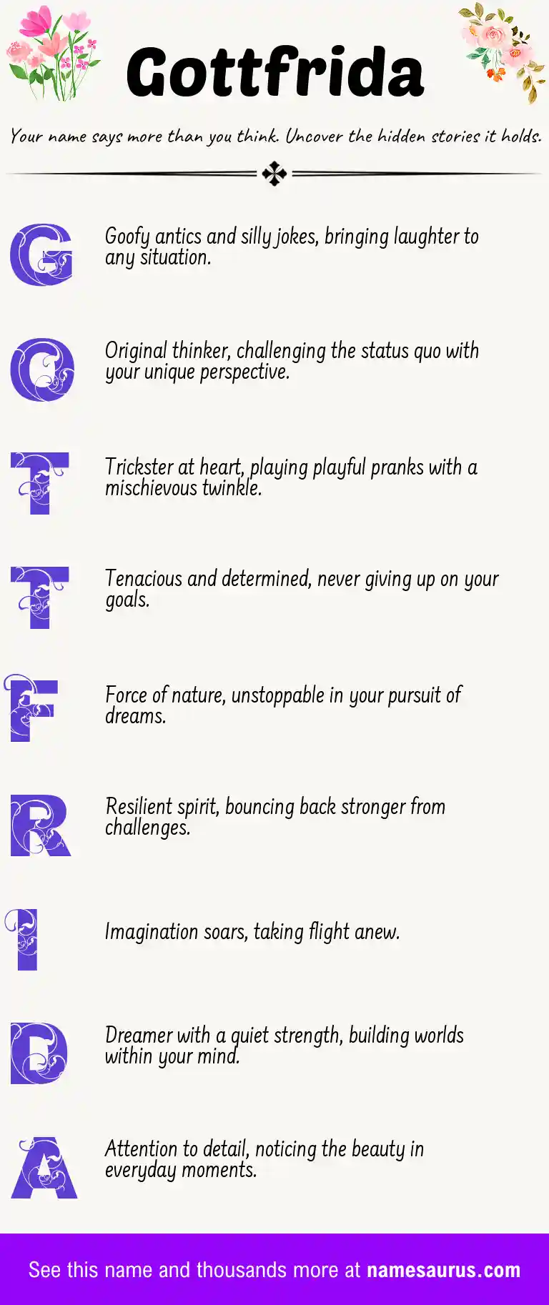 Acrostic poem about Gottfrida.