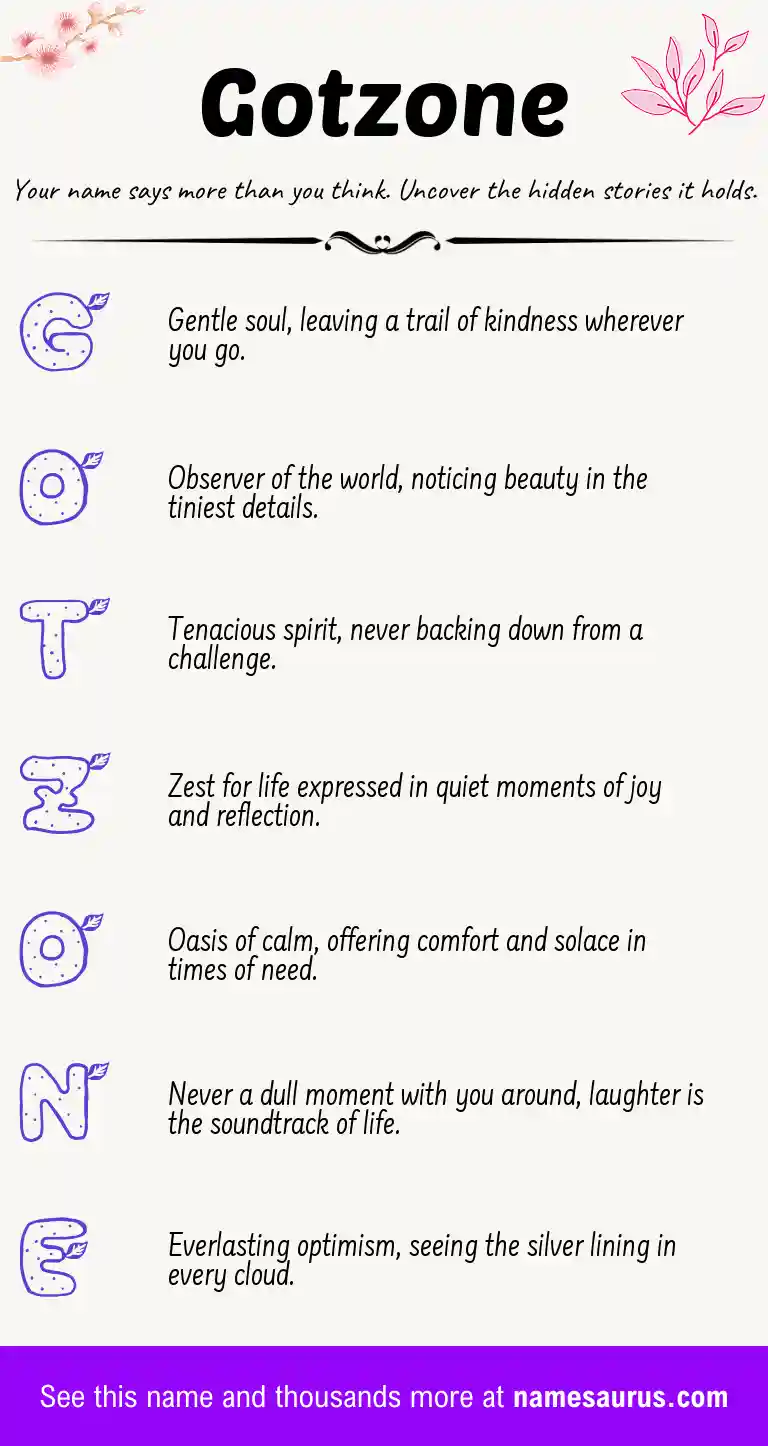 Acrostic poem about Gotzone.