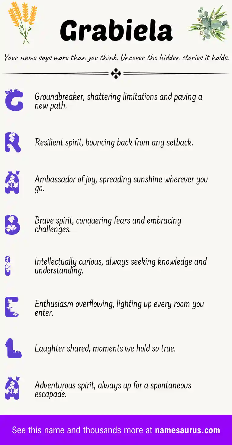 Acrostic poem about Grabiela.