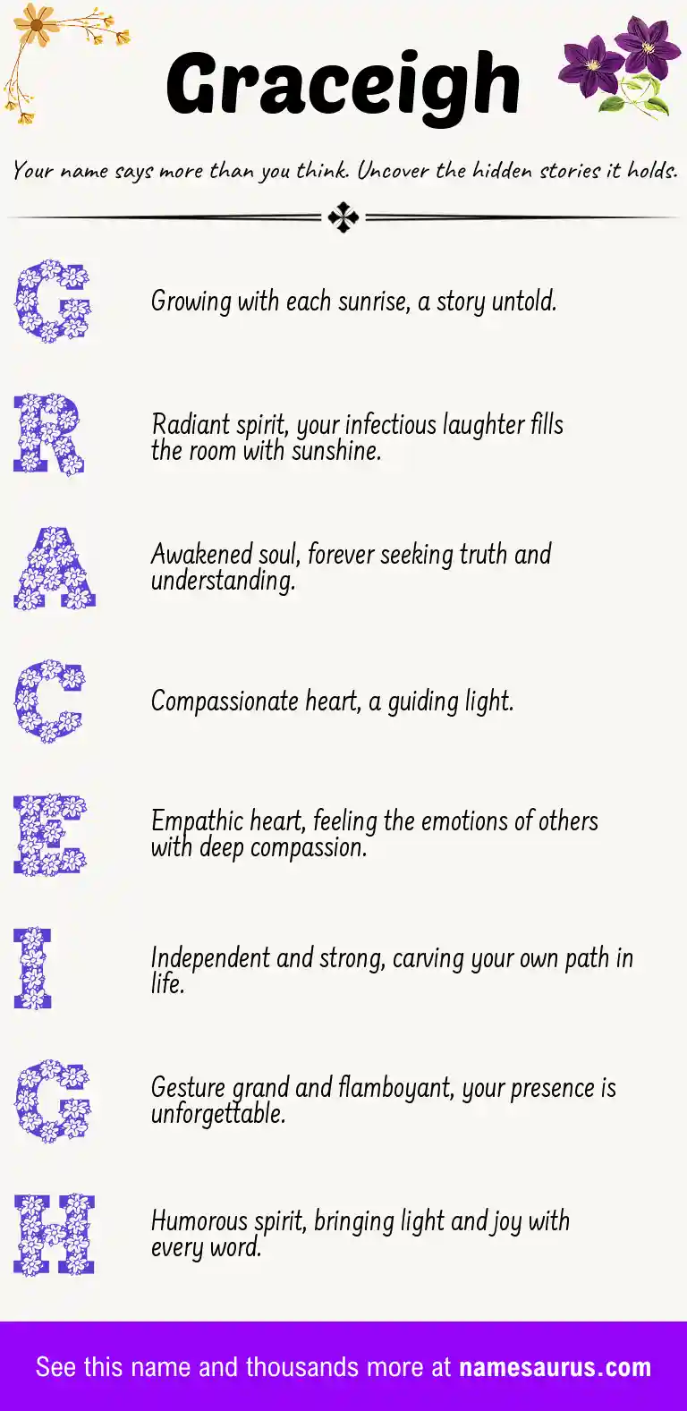 Acrostic poem about Graceigh.