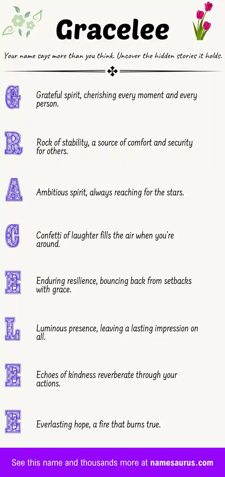 Acrostic poem about Gracelee.